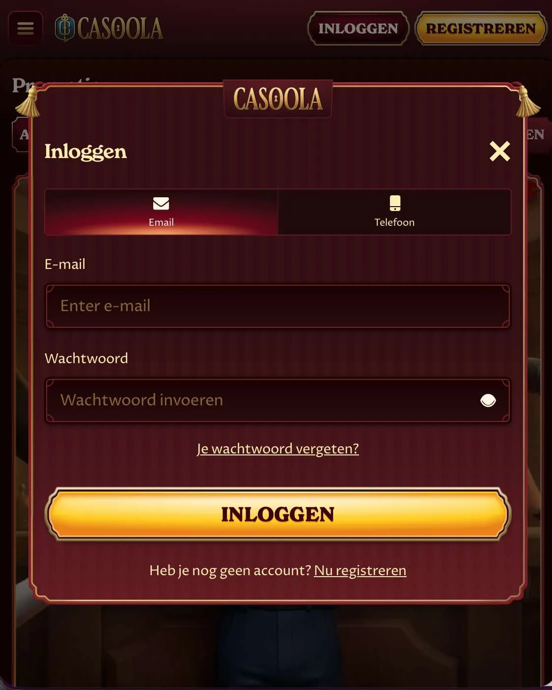 Registreren bij Casoola